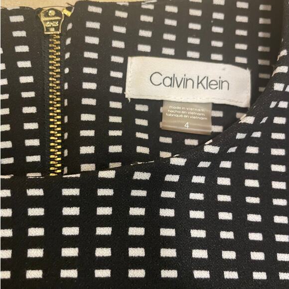Calvin Klein Size 4 Jumpsuit | Black White Check Belted Short Sleeve NWOT - Picture 6 of 9